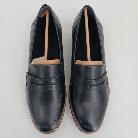 Vionic Cheryl II Black Leather Loafers Size 12W Lug Sole Penny Loafer Comfort - Picture 4 of 10